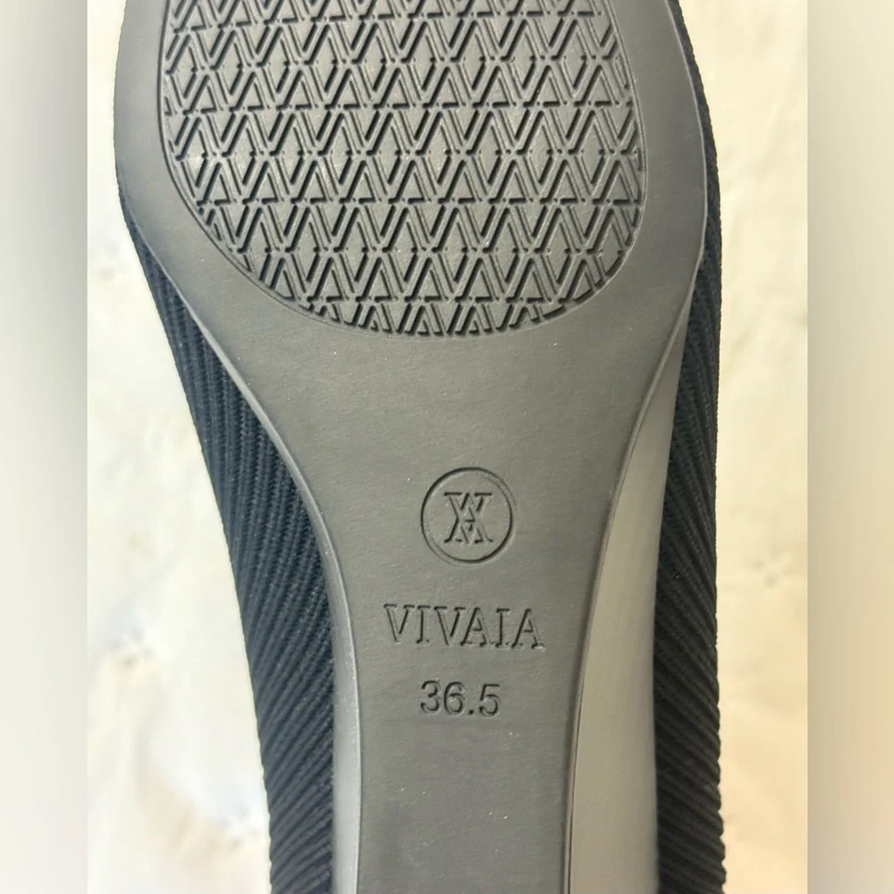 ViVAIA Woman’s Margo Pump Size 36.5 Black Knit Wedge Heel Shoe Square Toe Comfy